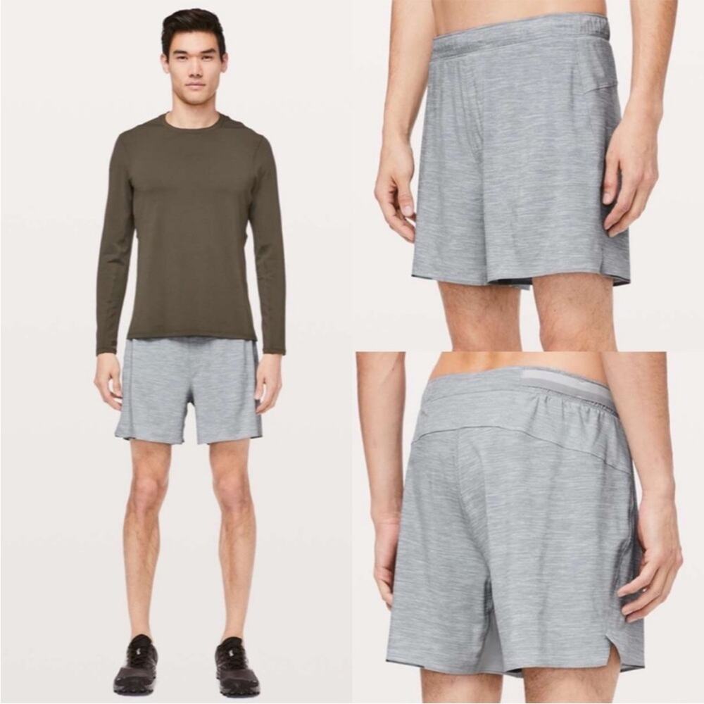 Lululemon | Surge Short 6" Heather Allover Sea Salt Light Cast Gray Lined S